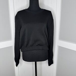 Real Essentials Cropped‎ Sweatshirt Black Pullover Size 2XL Women's